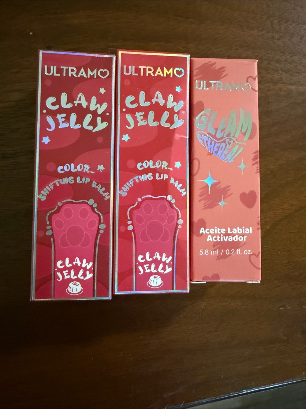 ULTRAMO Claw Jelly Color-Shifting Lip Balm - Pink/Coral set of 3 shades